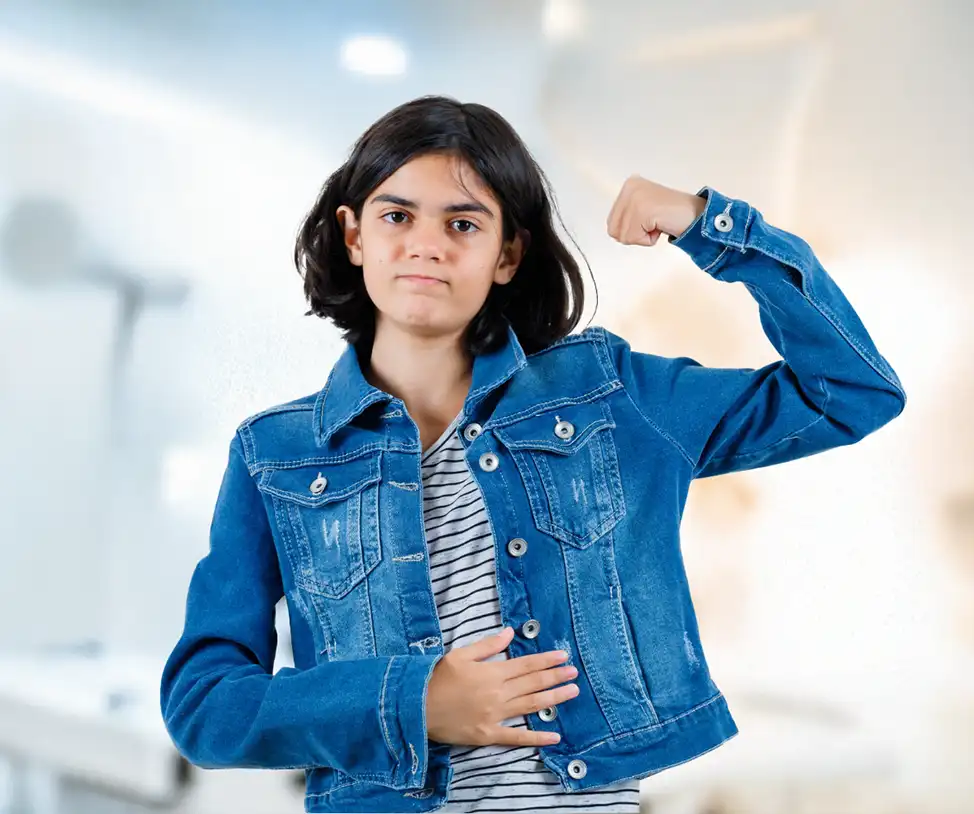 Strong girl standing with confidence